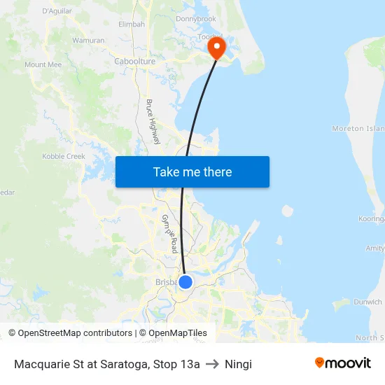 Macquarie St at Saratoga, Stop 13a to Ningi map