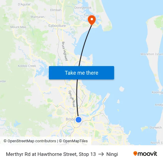 Merthyr Rd at Hawthorne Street, Stop 13 to Ningi map