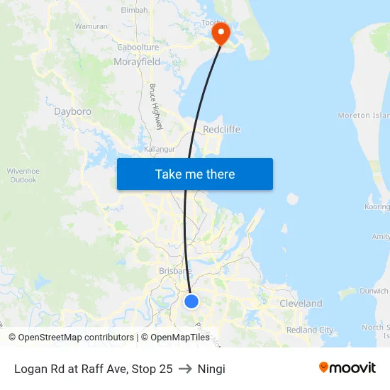 Logan Rd at Raff Ave, Stop 25 to Ningi map