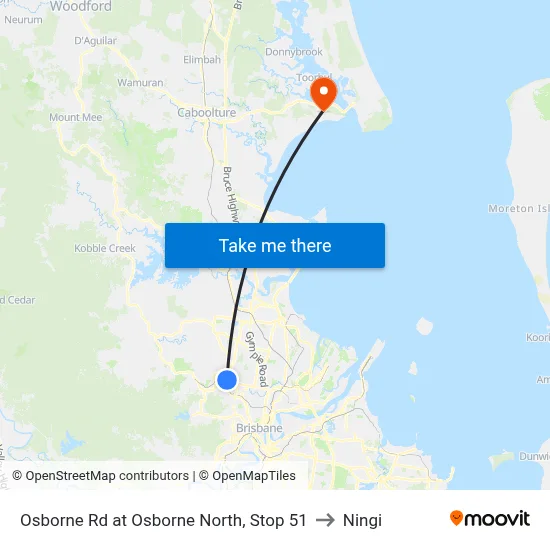 Osborne Rd at Osborne North, Stop 51 to Ningi map