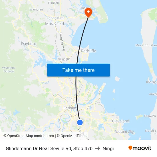 Glindemann Dr Near Seville Rd, Stop 47b to Ningi map