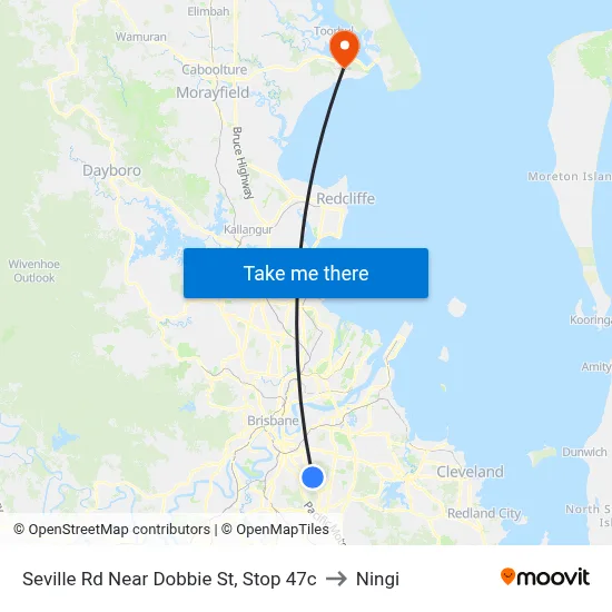 Seville Rd Near Dobbie St, Stop 47c to Ningi map