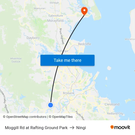 Moggill Rd at Rafting Ground Park to Ningi map