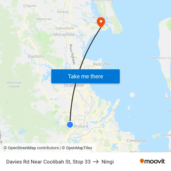 Davies Rd Near Coolibah St, Stop 33 to Ningi map