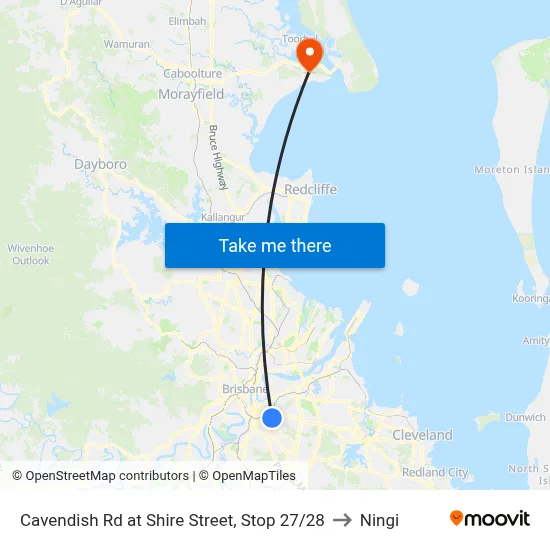 Cavendish Rd at Shire Street, Stop 27/28 to Ningi map
