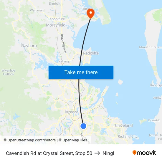 Cavendish Rd at Crystal Street, Stop 50 to Ningi map