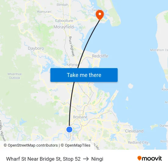 Wharf St Near Bridge St, Stop 52 to Ningi map