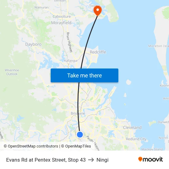 Evans Rd at Pentex Street, Stop 43 to Ningi map