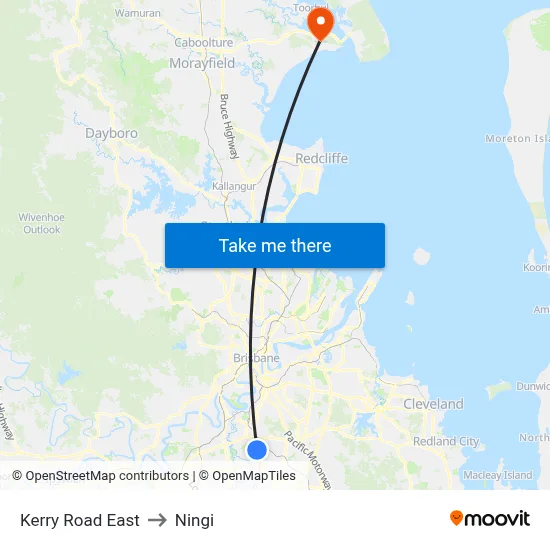 Kerry Road East to Ningi map