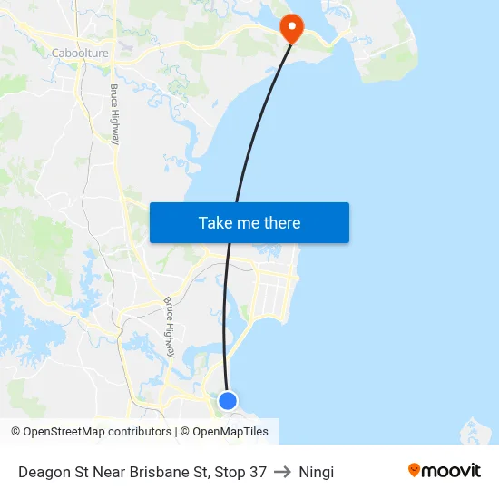 Deagon St Near Brisbane St, Stop 37 to Ningi map