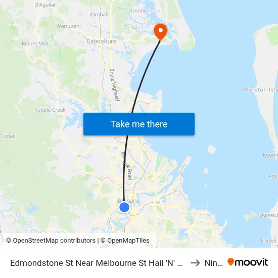 Edmondstone St Near Melbourne St Hail 'N' Ride to Ningi map