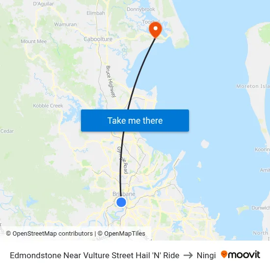 Edmondstone Near Vulture Street Hail 'N' Ride to Ningi map