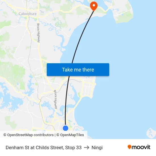 Denham St at Childs Street, Stop 33 to Ningi map