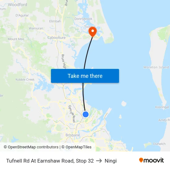 Tufnell Rd At Earnshaw Road, Stop 32 to Ningi map