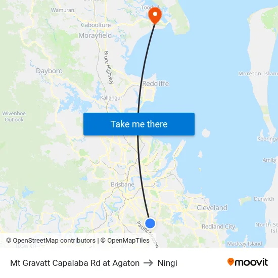 Mt Gravatt Capalaba Rd at Agaton to Ningi map