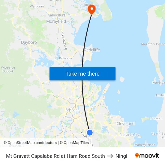 Mt Gravatt Capalaba Rd at Ham Road South to Ningi map