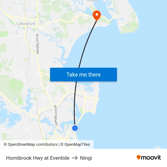Hornibrook Hwy at Eventide to Ningi map