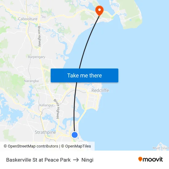 Baskerville St at Peace Park to Ningi map