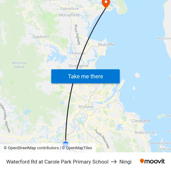 Waterford Rd at Carole Park Primary School to Ningi map