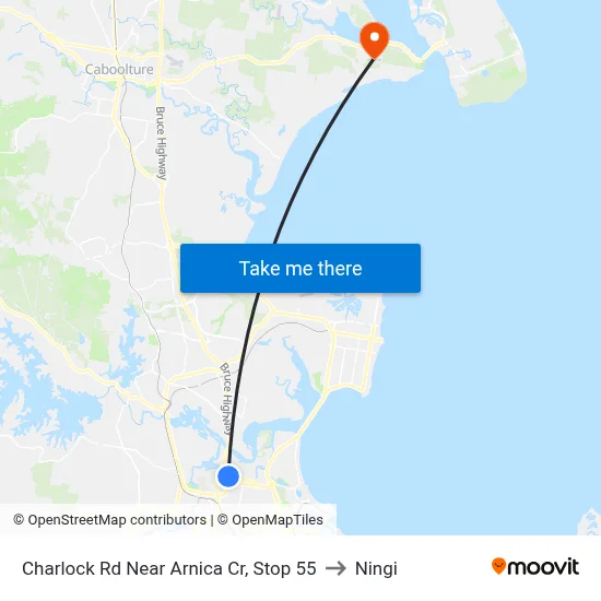 Charlock Rd Near Arnica Cr, Stop 55 to Ningi map