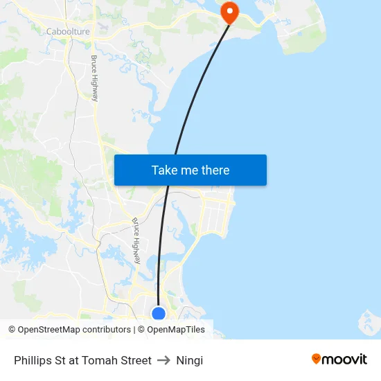 Phillips St at Tomah Street to Ningi map