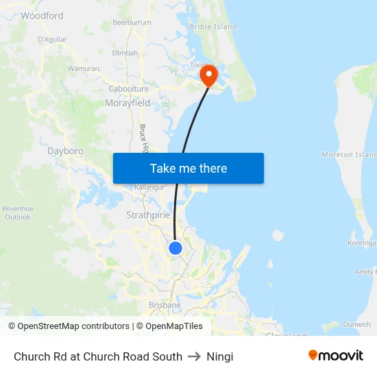 Church Rd at Church Road South to Ningi map