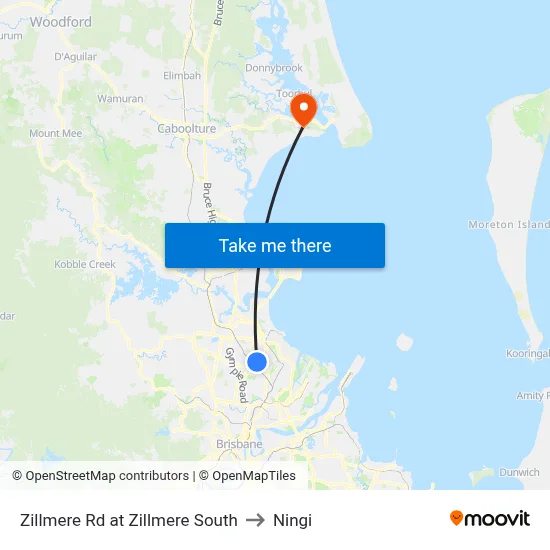 Zillmere Rd at Zillmere South to Ningi map