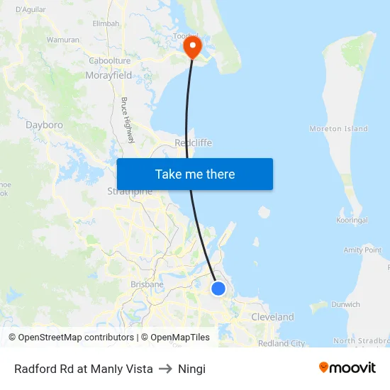 Radford Rd at Manly Vista to Ningi map