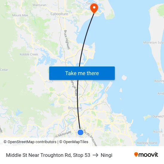 Middle St Near Troughton Rd, Stop 53 to Ningi map