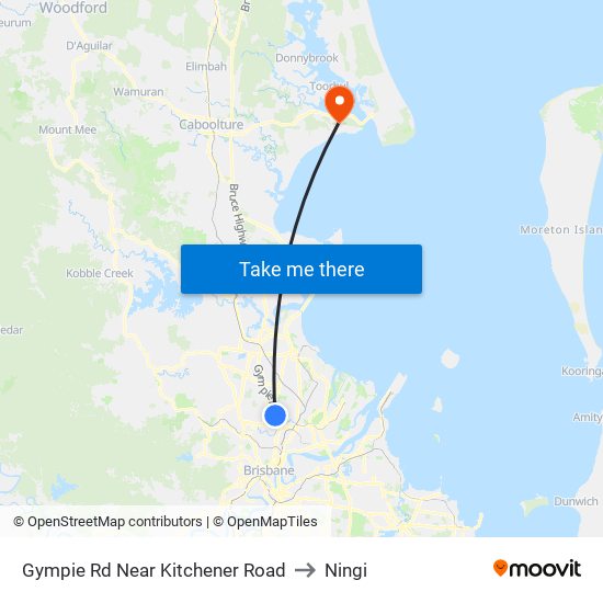 Gympie Rd Near Kitchener Road to Ningi map