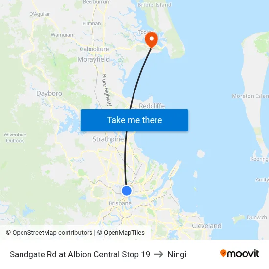 Sandgate Rd at Albion Central Stop 19 to Ningi map