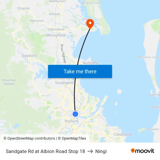 Sandgate Rd at Albion Road Stop 18 to Ningi map