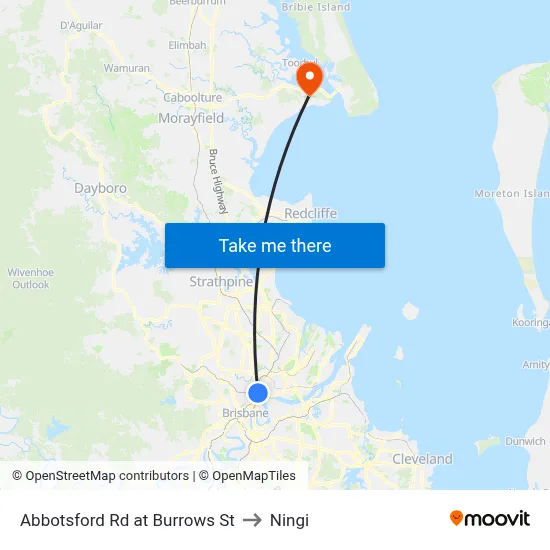 Abbotsford Rd at Burrows St to Ningi map