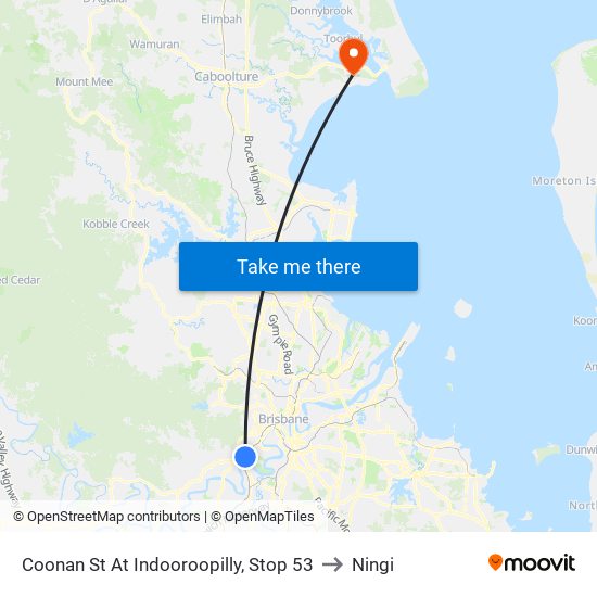 Coonan St At Indooroopilly, Stop 53 to Ningi map