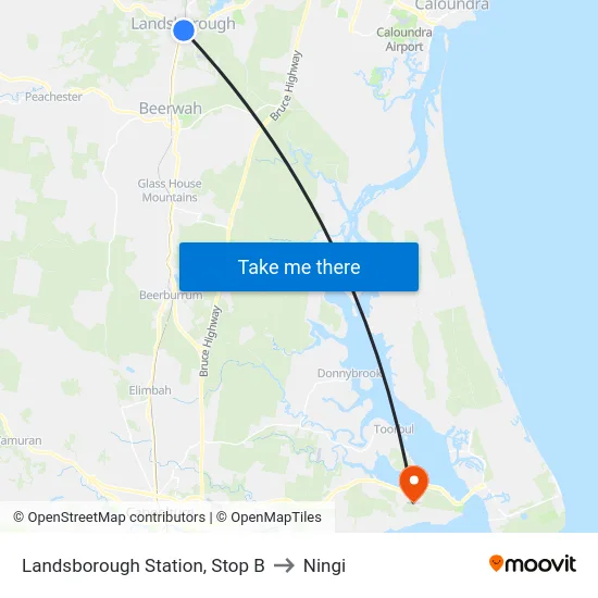 Landsborough Station, Stop B to Ningi map