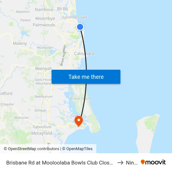 Brisbane Rd at Mooloolaba Bowls Club Closed to Ningi map