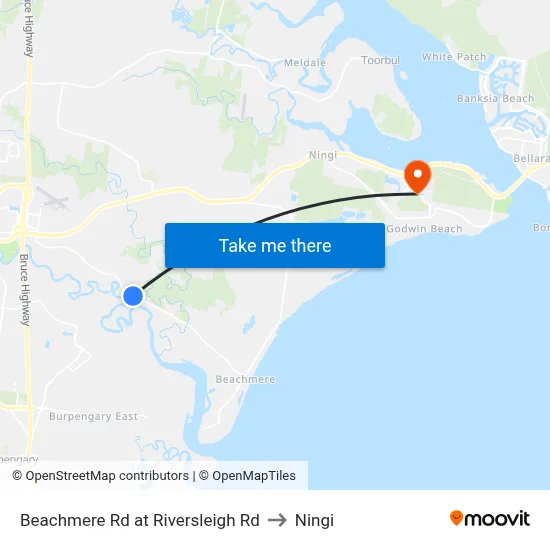 Beachmere Rd at Riversleigh Rd to Ningi map