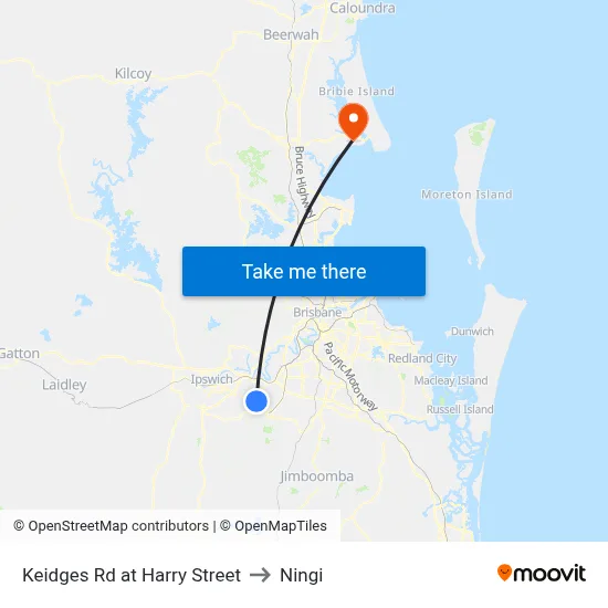 Keidges Rd at Harry Street to Ningi map