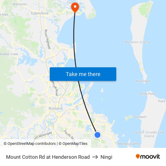 Mount Cotton Rd at Henderson Road to Ningi map