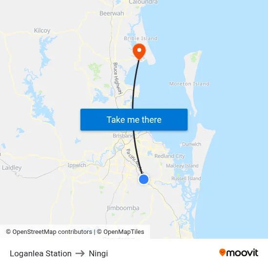 Loganlea Station to Ningi map