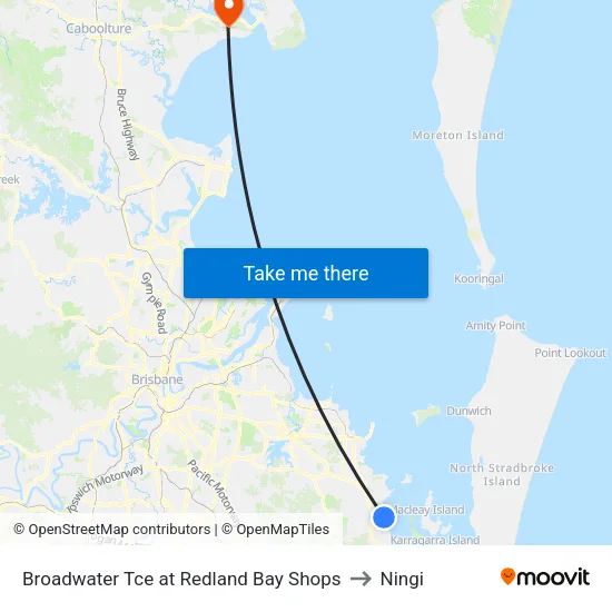 Broadwater Tce at Redland Bay Shops to Ningi map