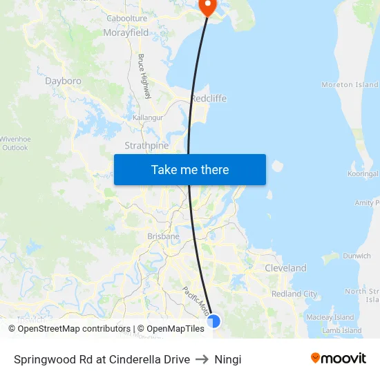 Springwood Rd at Cinderella Drive to Ningi map