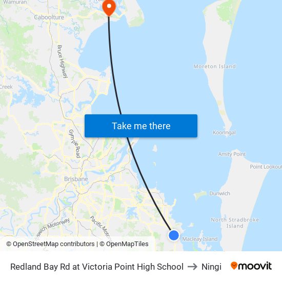 Redland Bay Rd at Victoria Point High School to Ningi map