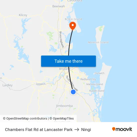 Chambers Flat Rd at Lancaster Park to Ningi map