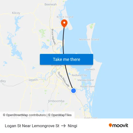 Logan St Near Lemongrove St to Ningi map