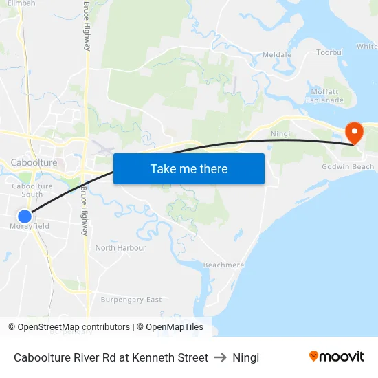 Caboolture River Rd at Kenneth Street to Ningi map