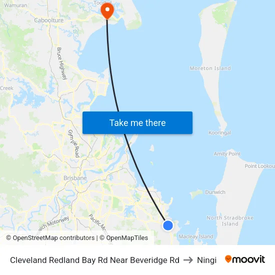 Cleveland Redland Bay Rd Near Beveridge Rd to Ningi map
