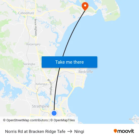 Norris Rd at Bracken Ridge Tafe to Ningi map