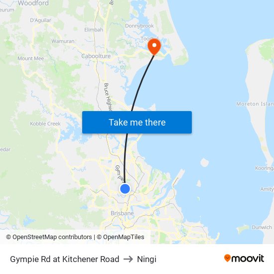 Gympie Rd at Kitchener Road to Ningi map