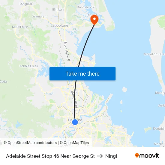 Adelaide Street Stop 46 Near George St to Ningi map